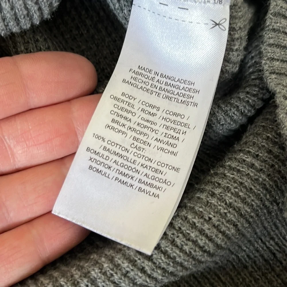 Lauren sweatshirt/top, gray waffle knit, with drawstring turtleneck, size L - Picture 9 of 9